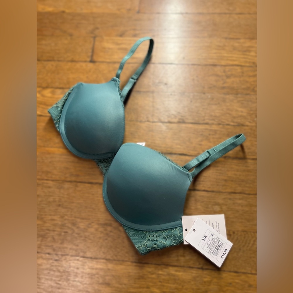 Auden Teal Lace-Trim T-Shirt Bra